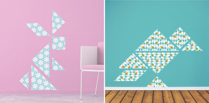 Tangram muurstickers kinderkamer