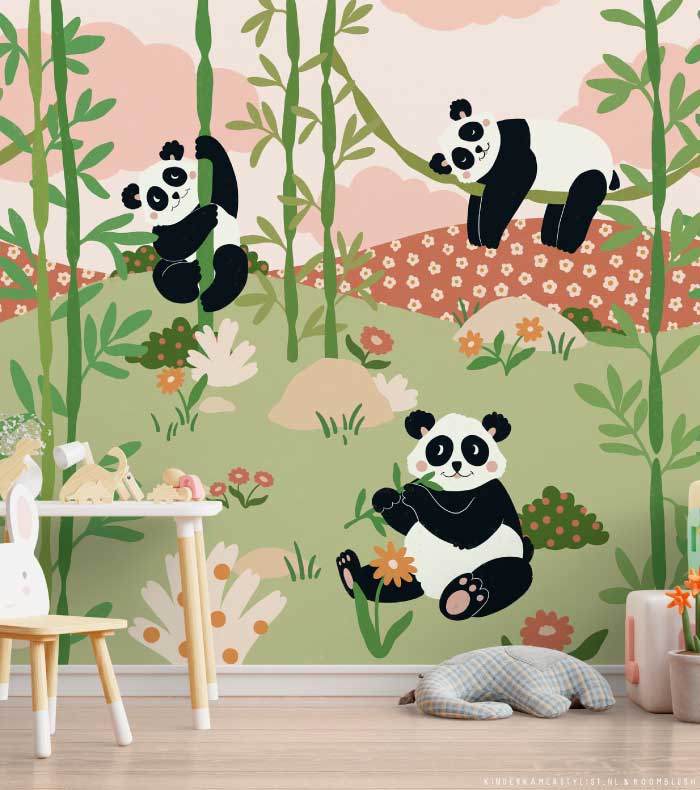 Panda behang op gerecycled papier