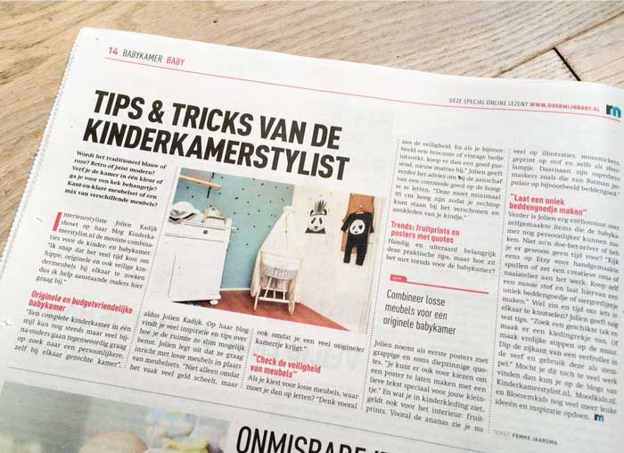 kinderkamerstylist in de Metro gratis krant