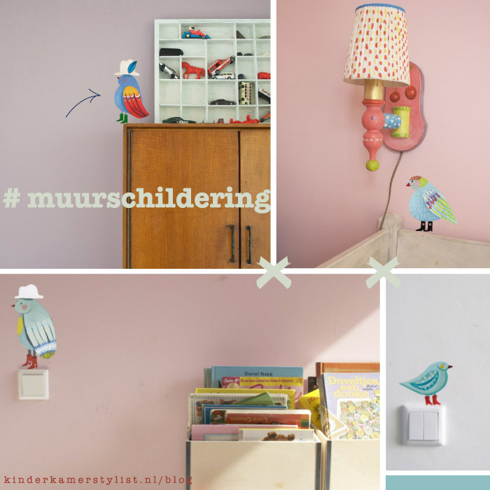 muurschildering kinderkamer babykamer Beerlala