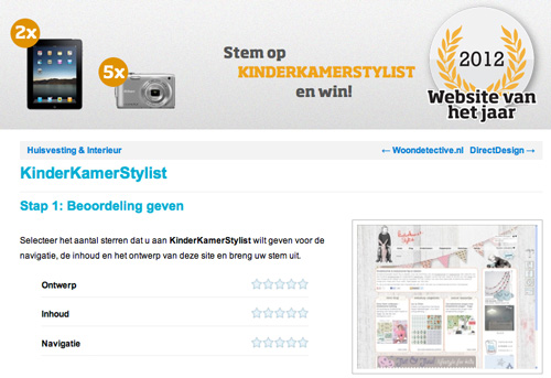Kinderkamerstylist.nl genomineerd voor Website van het jaar 2012